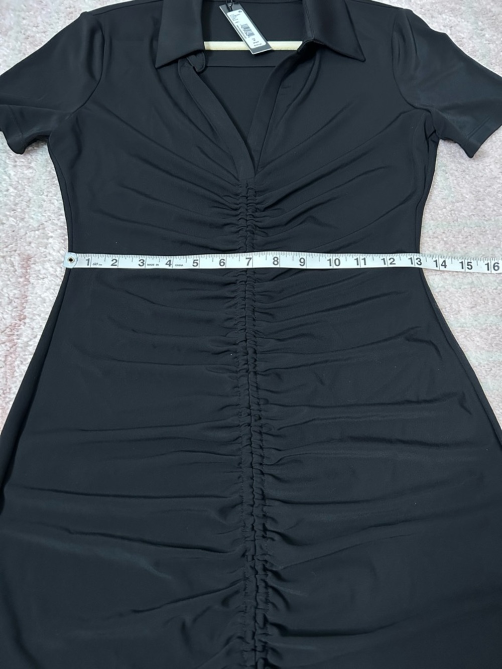 NWT Alice and Olivia Marsha Black Ruched Front Polo Mini Dress Size Medium - Picture 10 of 12